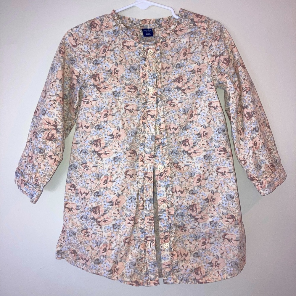 Gap ruffle hem floral long sleeve dress size 3T